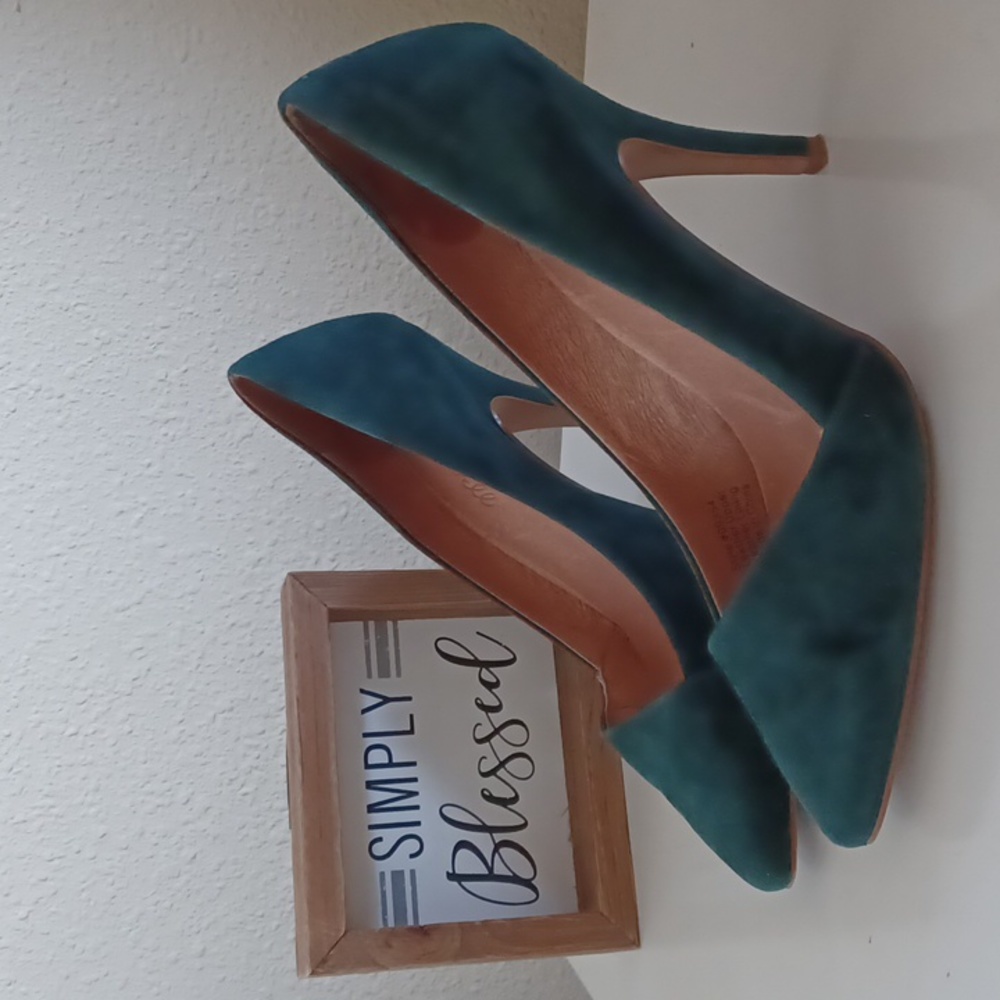 Madewell The Mira Green Suede Heel Pumps ** SZ 7.5